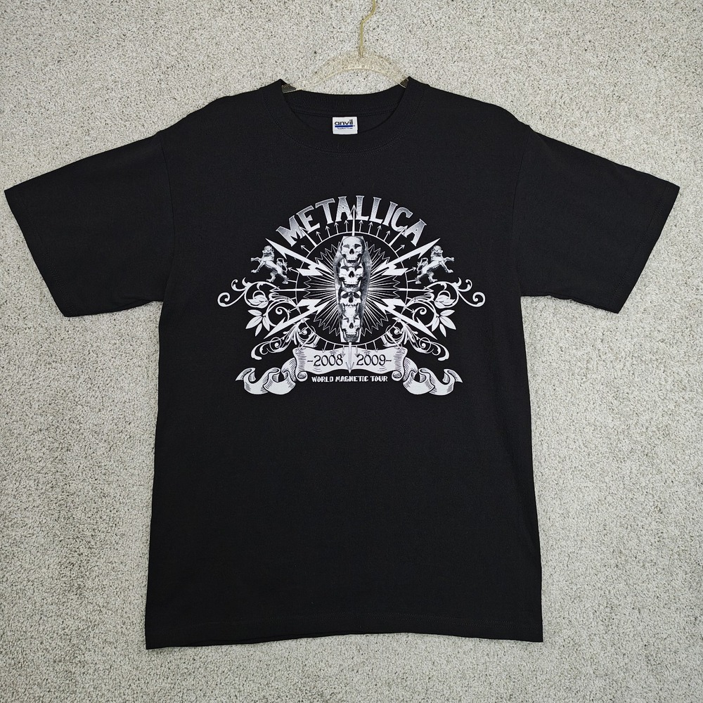 2008-2009 Metallica Mens World Tour T-Shirt Anvil Tag Size M Black Metal Rock